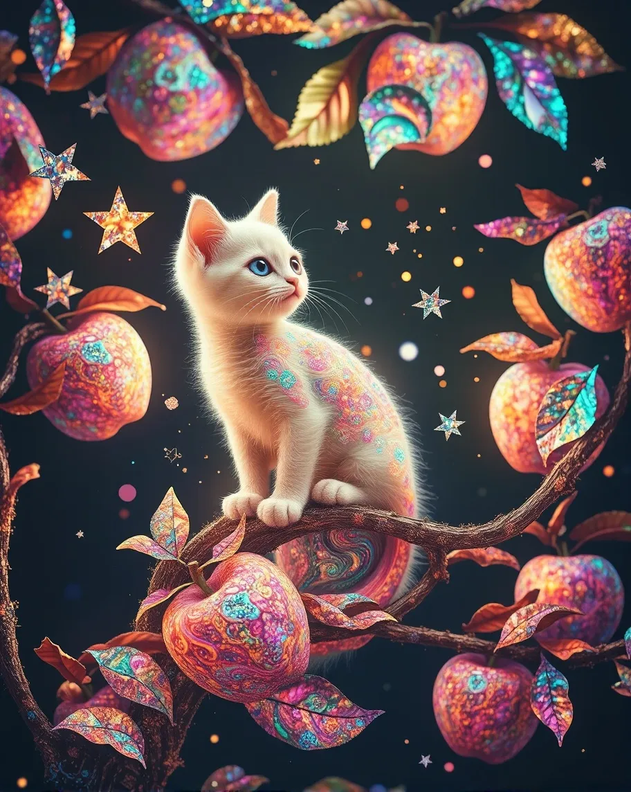 A dreamy holographic scene a cat - Free AI Photo Generator - starryai