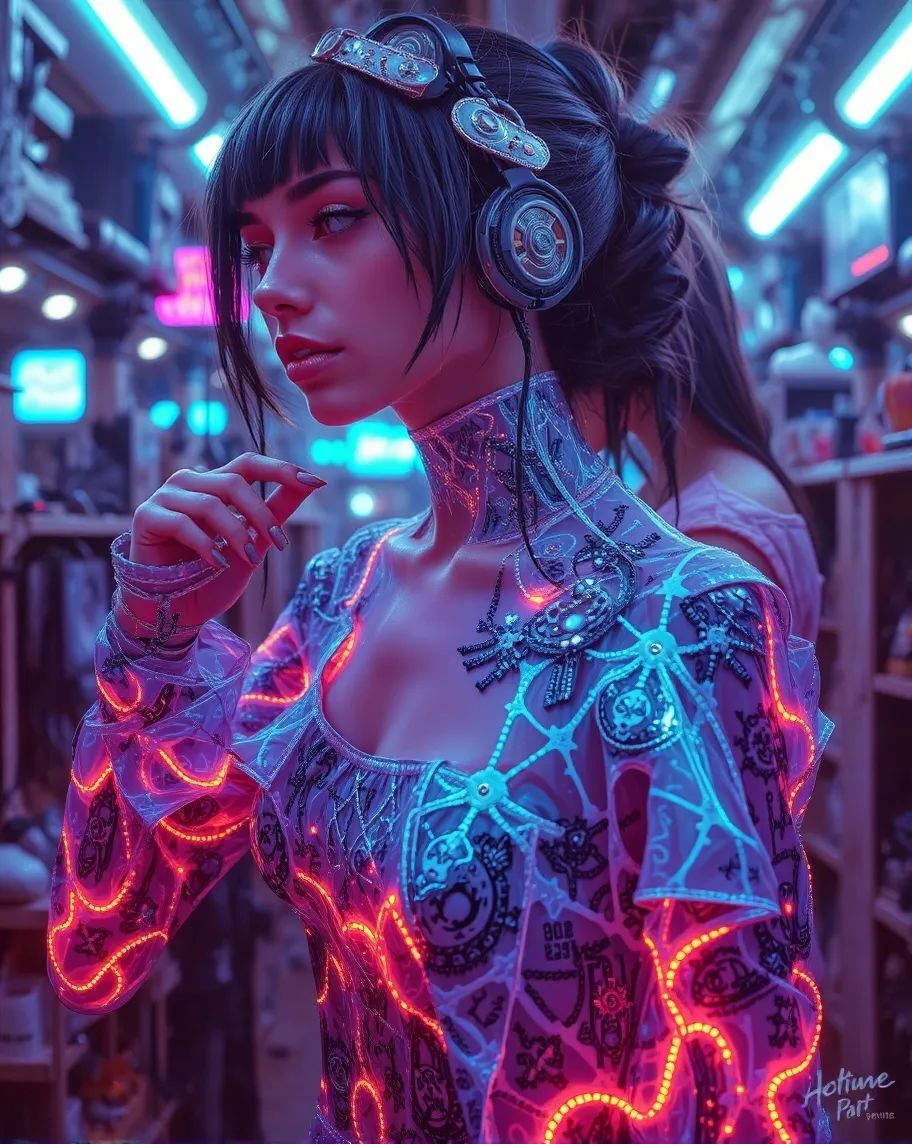 Cyberpunk holographic virtual - Free AI Photo Generator - starryai