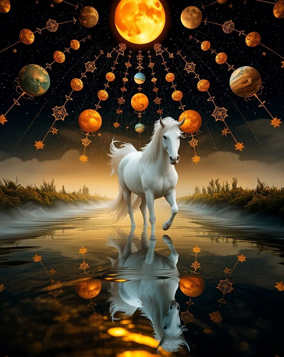 Symmetrical fantasy scene a white - Free AI Photo Generator - starryai