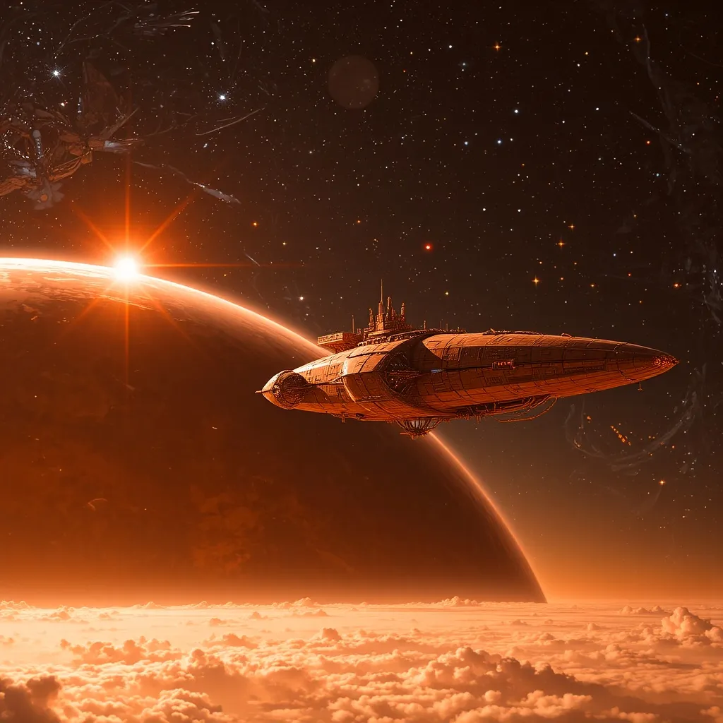 3-D space station orbiting planet - Free AI Photo Generator - starryai