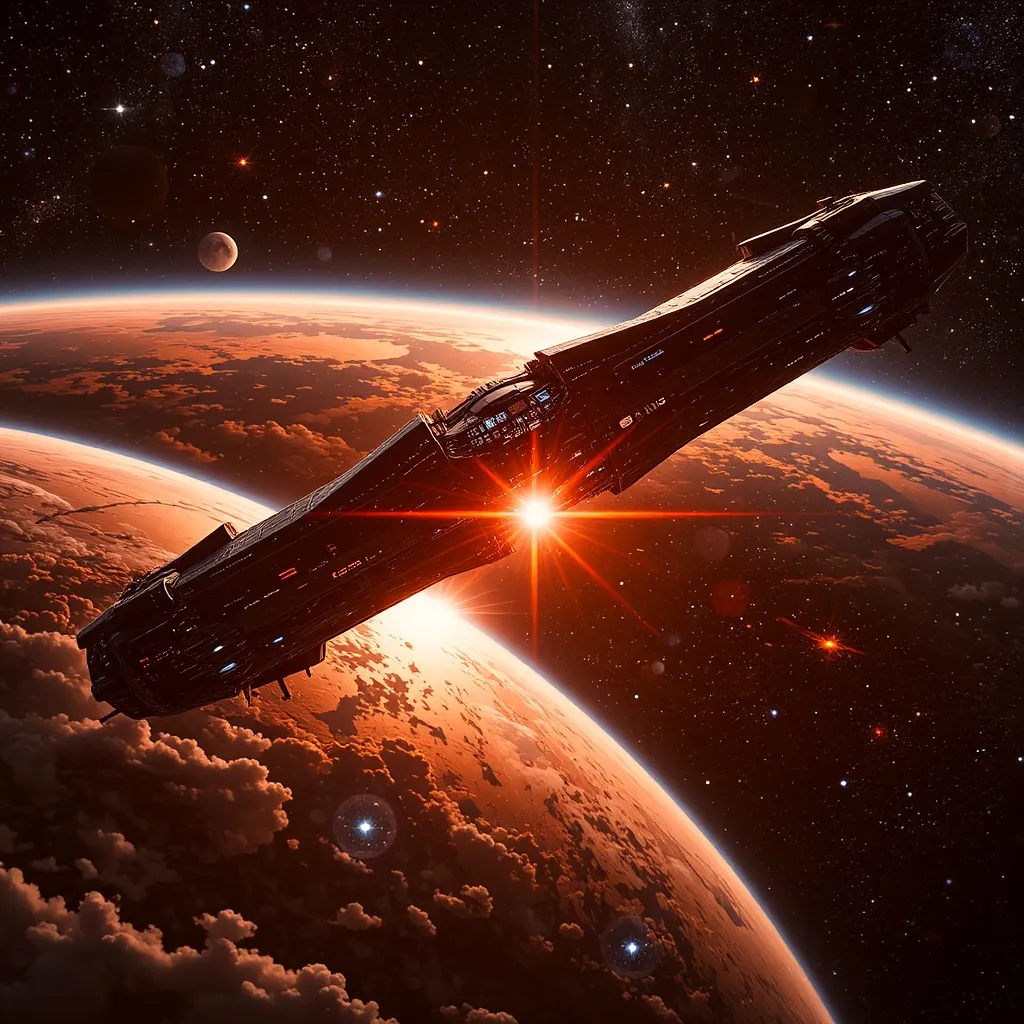 3-D space station orbiting planet - Free AI Photo Generator - starryai
