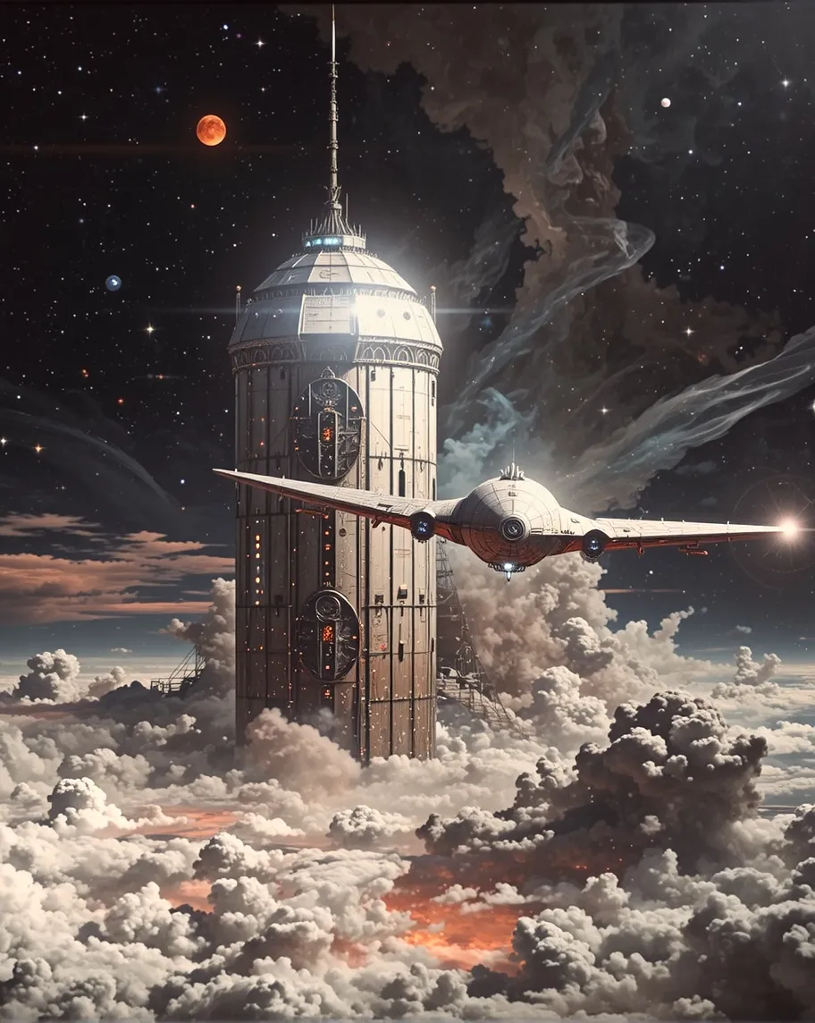 3-D space station orbiting planet - Free AI Photo Generator - starryai