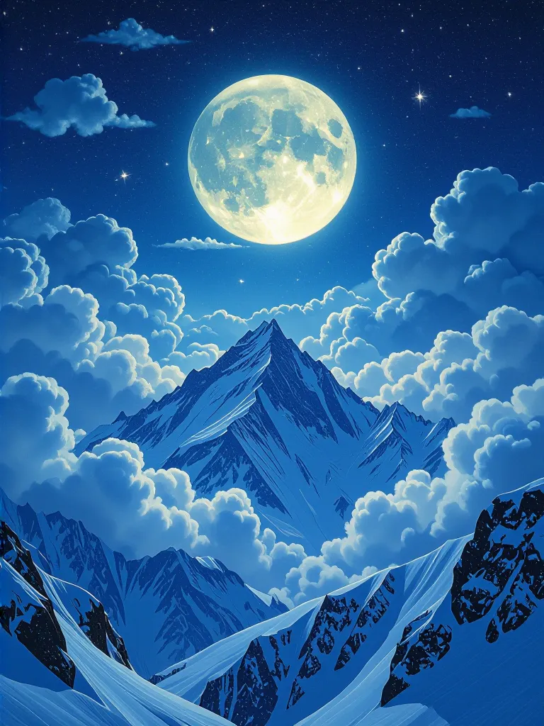 Snowy night on alps 2 - Free AI Photo Generator - starryai