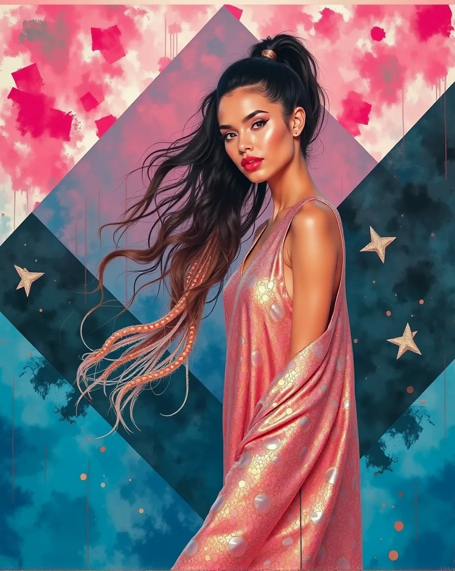 digital painting a woman flowing - Free AI Photo Generator - starryai