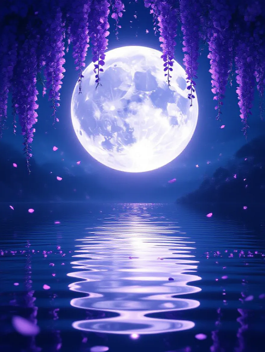 A serene, dreamlike night scene - Free AI Photo Generator - starryai