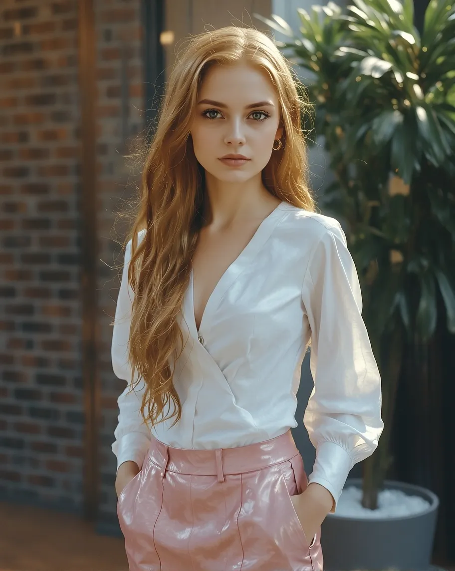 Portrait a young woman long hair. - Free AI Photo Generator - starryai