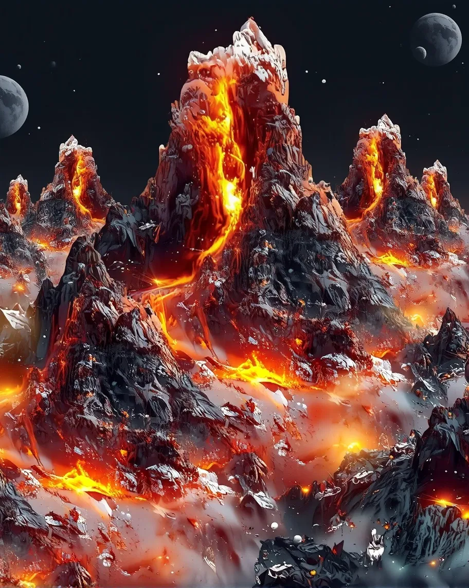 A massive erupting volcano made - Free AI Photo Generator - starryai