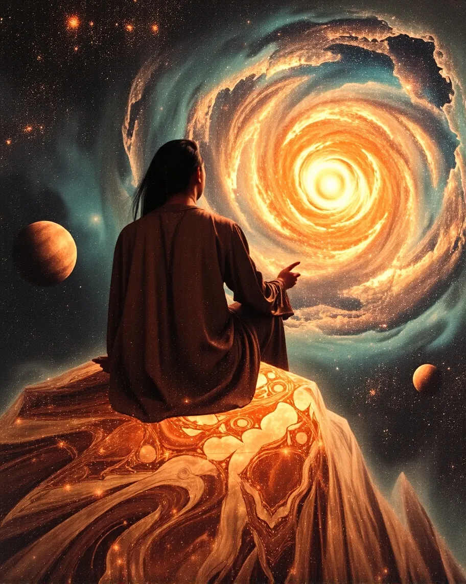 A solitary figure flowing brown - Free AI Photo Generator - starryai