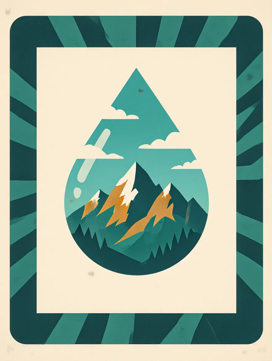A water droplet a mountain inside - Free AI Photo Generator - starryai