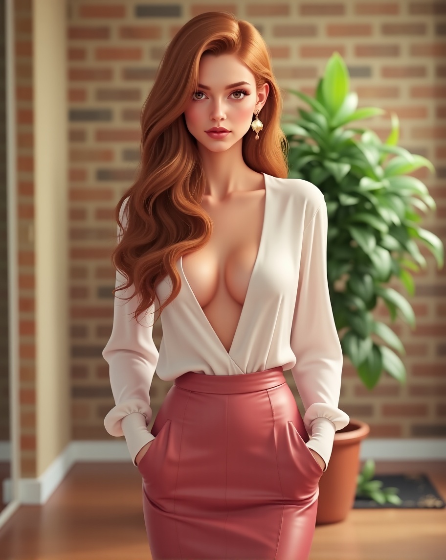 Portrait a young woman long hair. - Free AI Photo Generator - starryai