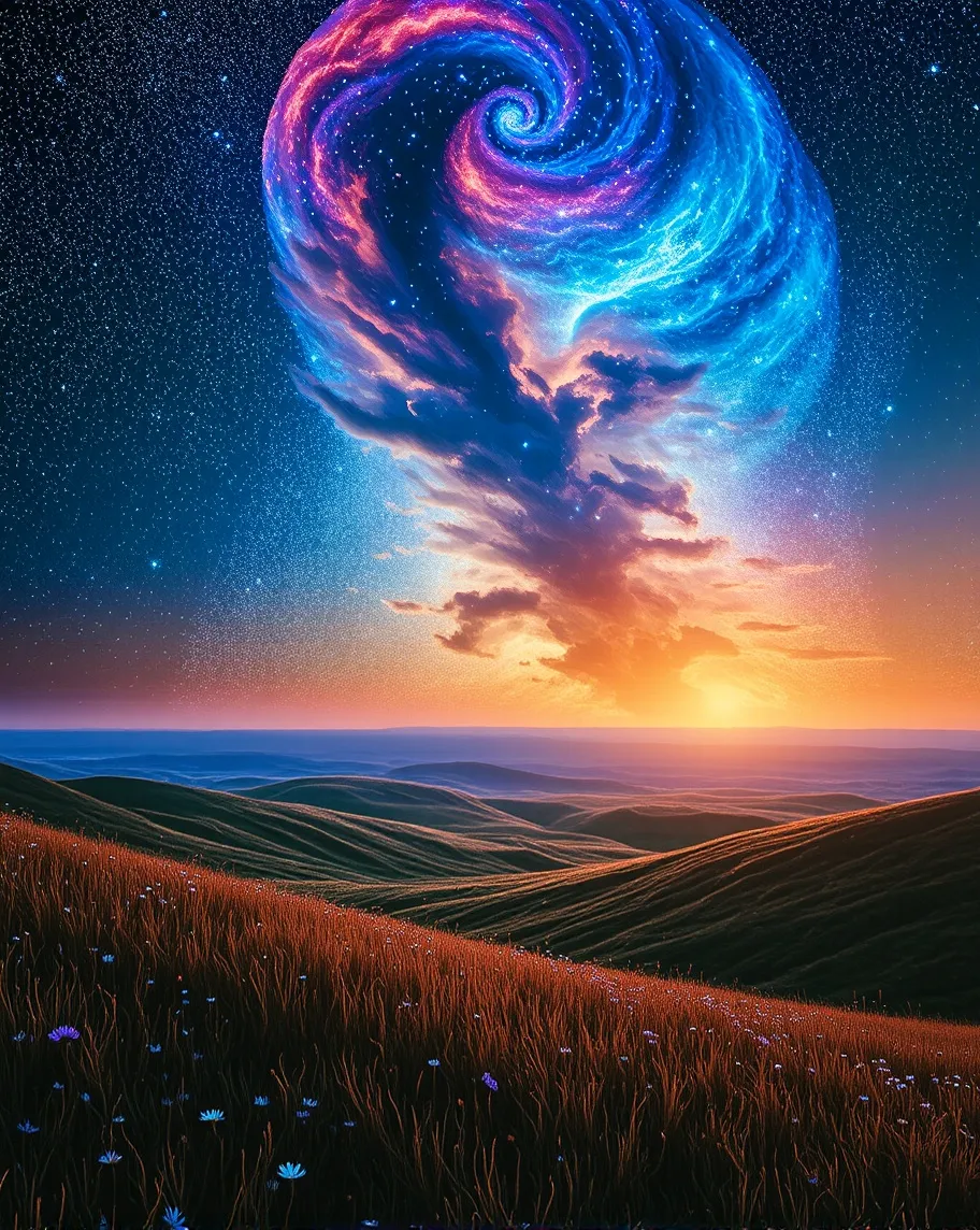 Imagine a vast landscape where - Free AI Photo Generator - starryai