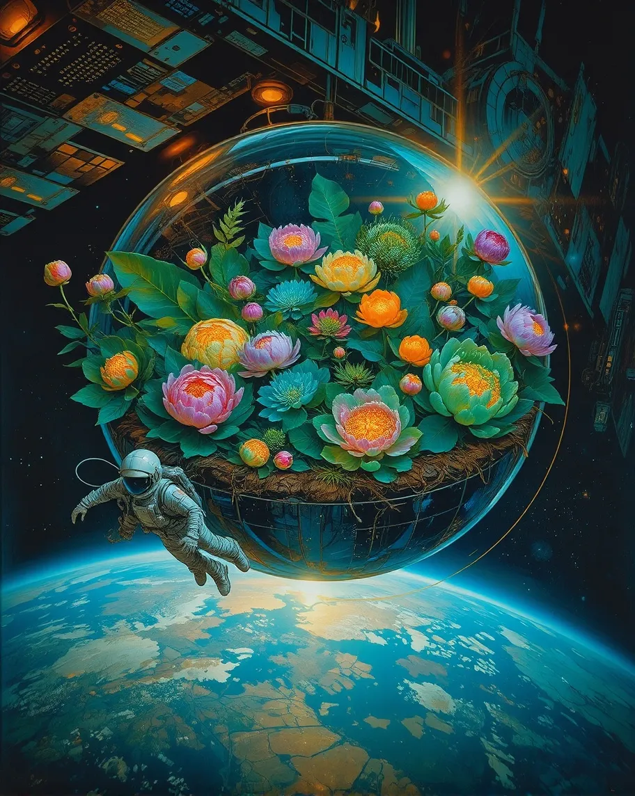 A vibrant, futuristic botanical - Free AI Photo Generator - starryai