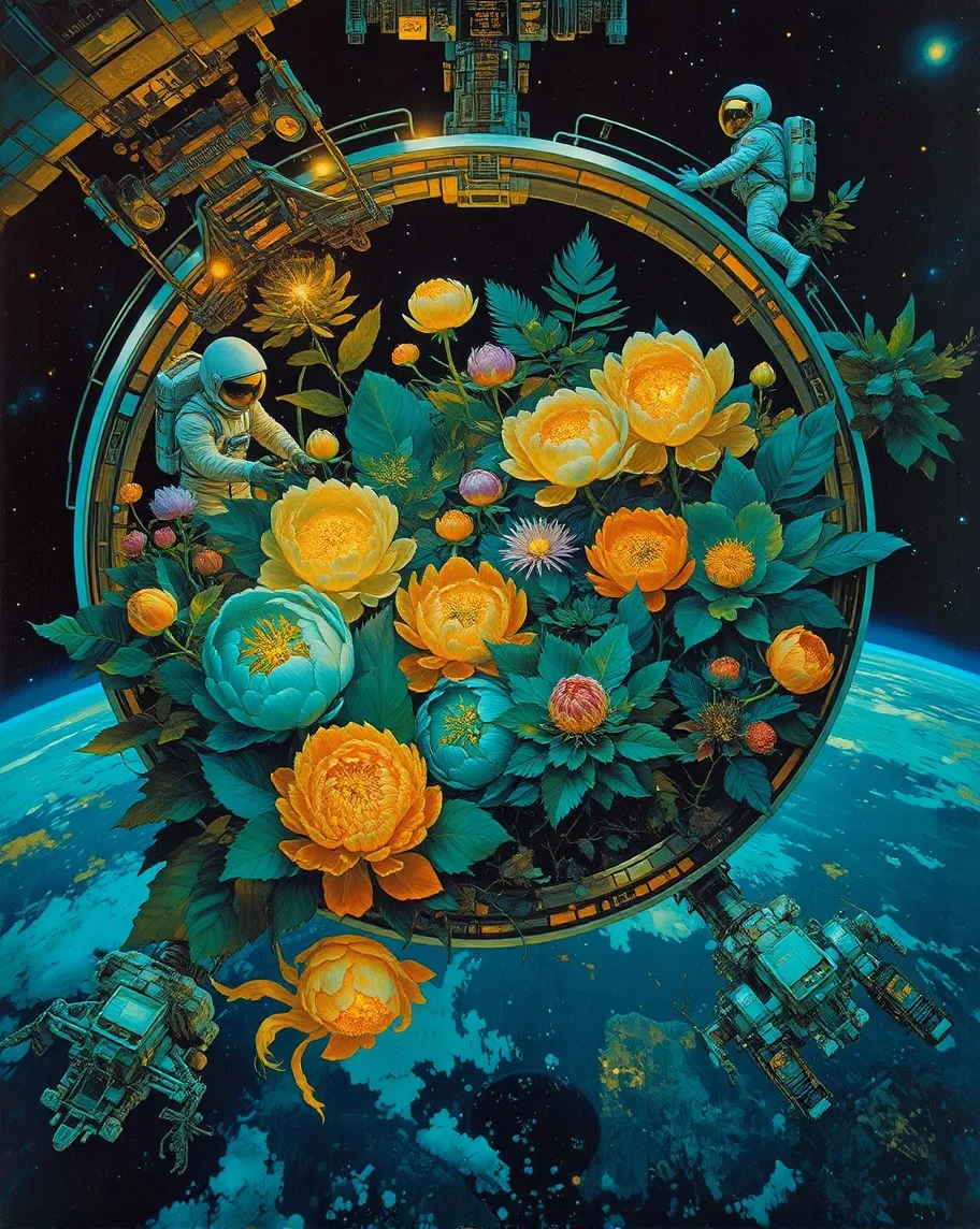 A vibrant, futuristic botanical - Free AI Photo Generator - starryai