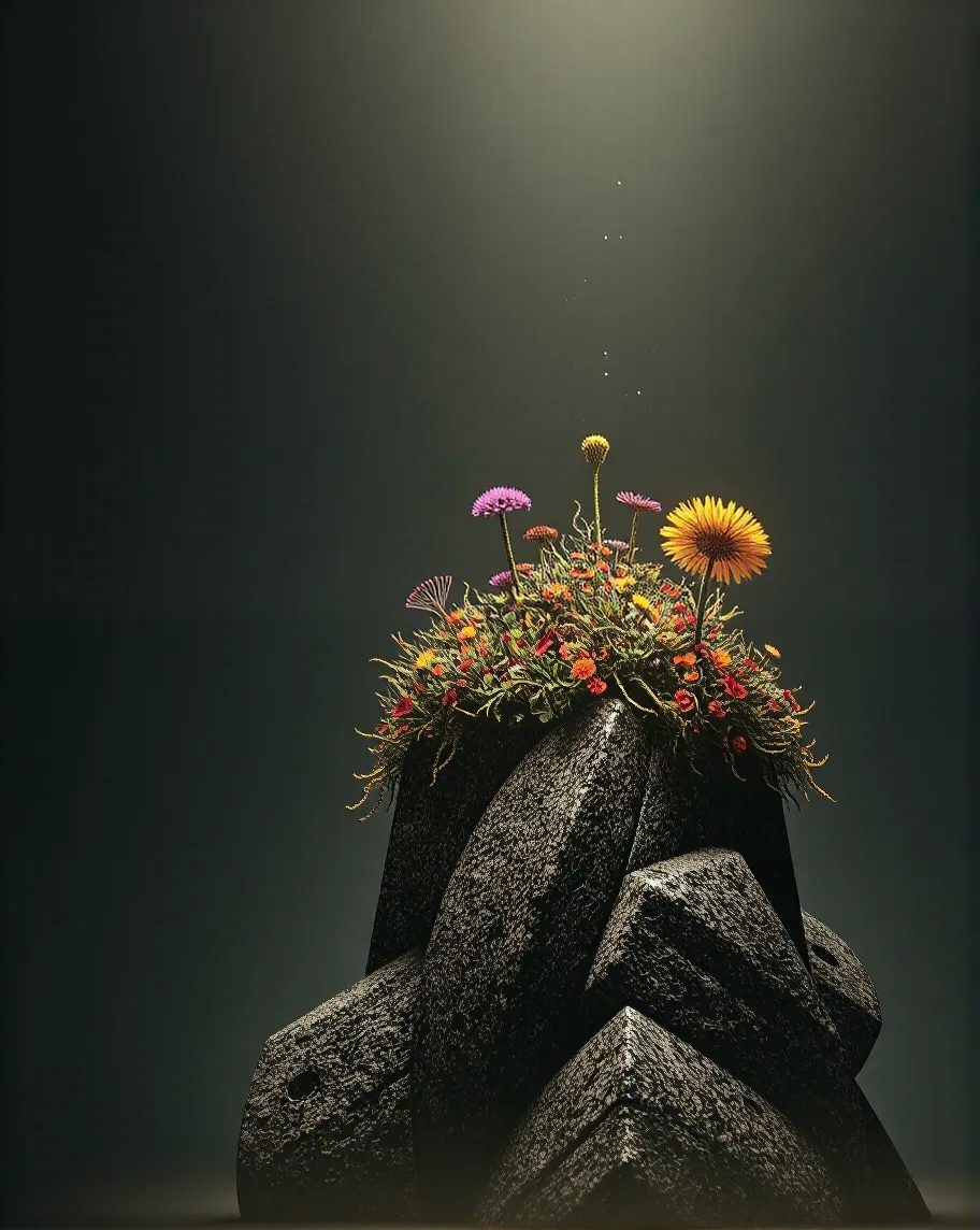 Foreboding. A vibrant garden that - Free AI Photo Generator - starryai