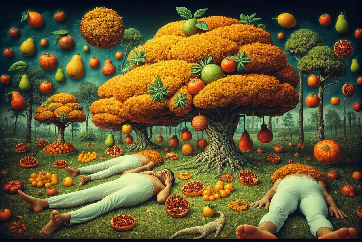 garden falling fruits - Free AI Photo Generator - starryai