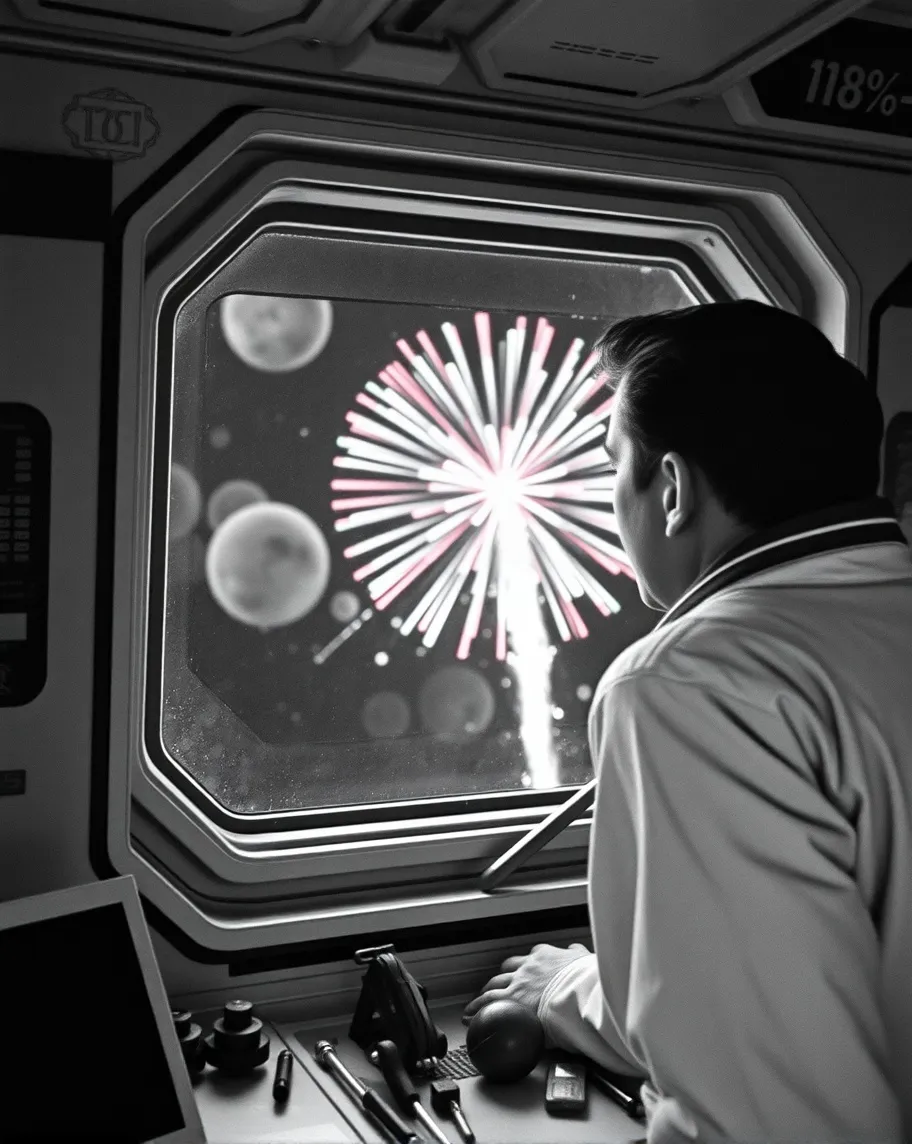space Station fireworks. - Free AI Photo Generator - starryai