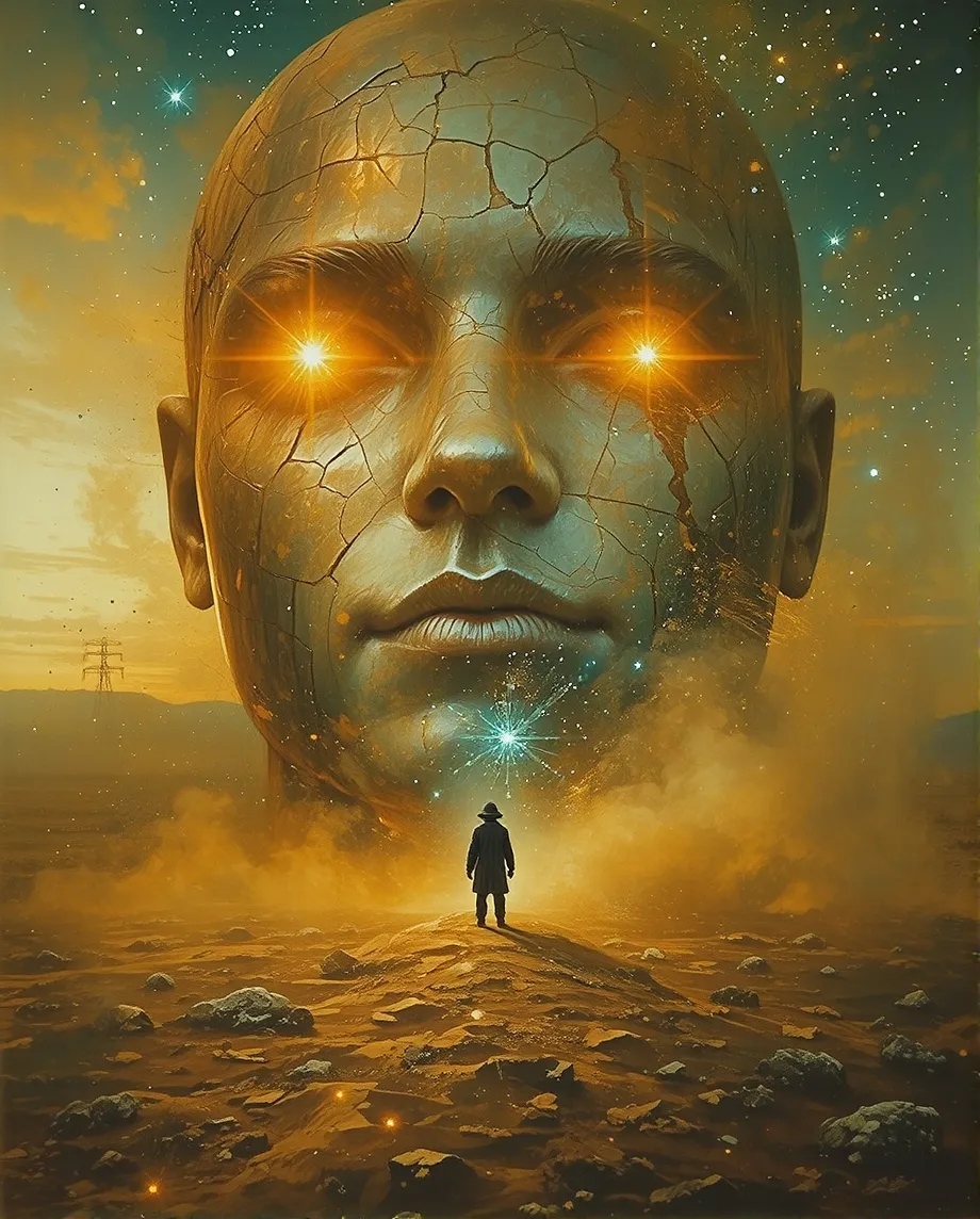 A small, solitary figure standing - Free AI Photo Generator - starryai