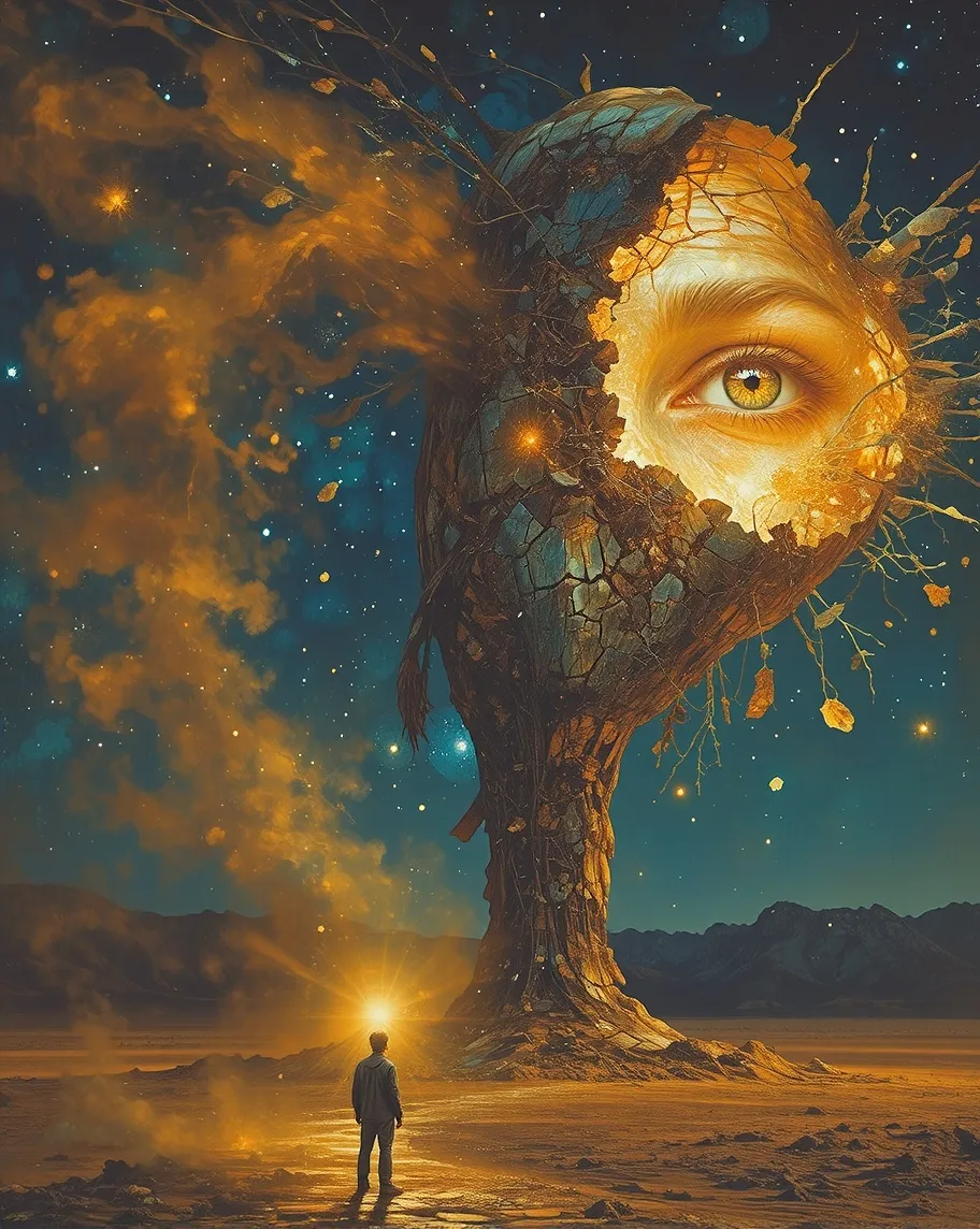 A small, solitary figure standing - Free AI Photo Generator - starryai