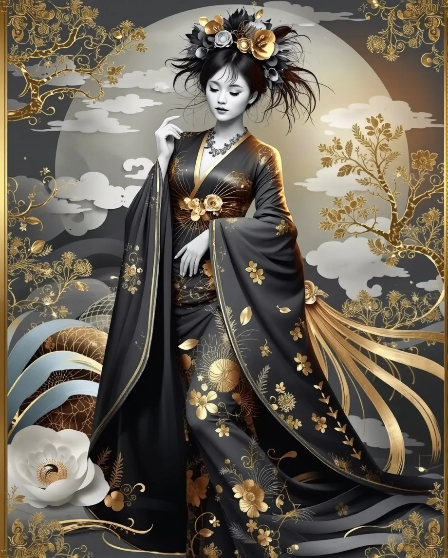 A serene scene featuring a figure - Free AI Photo Generator - starryai