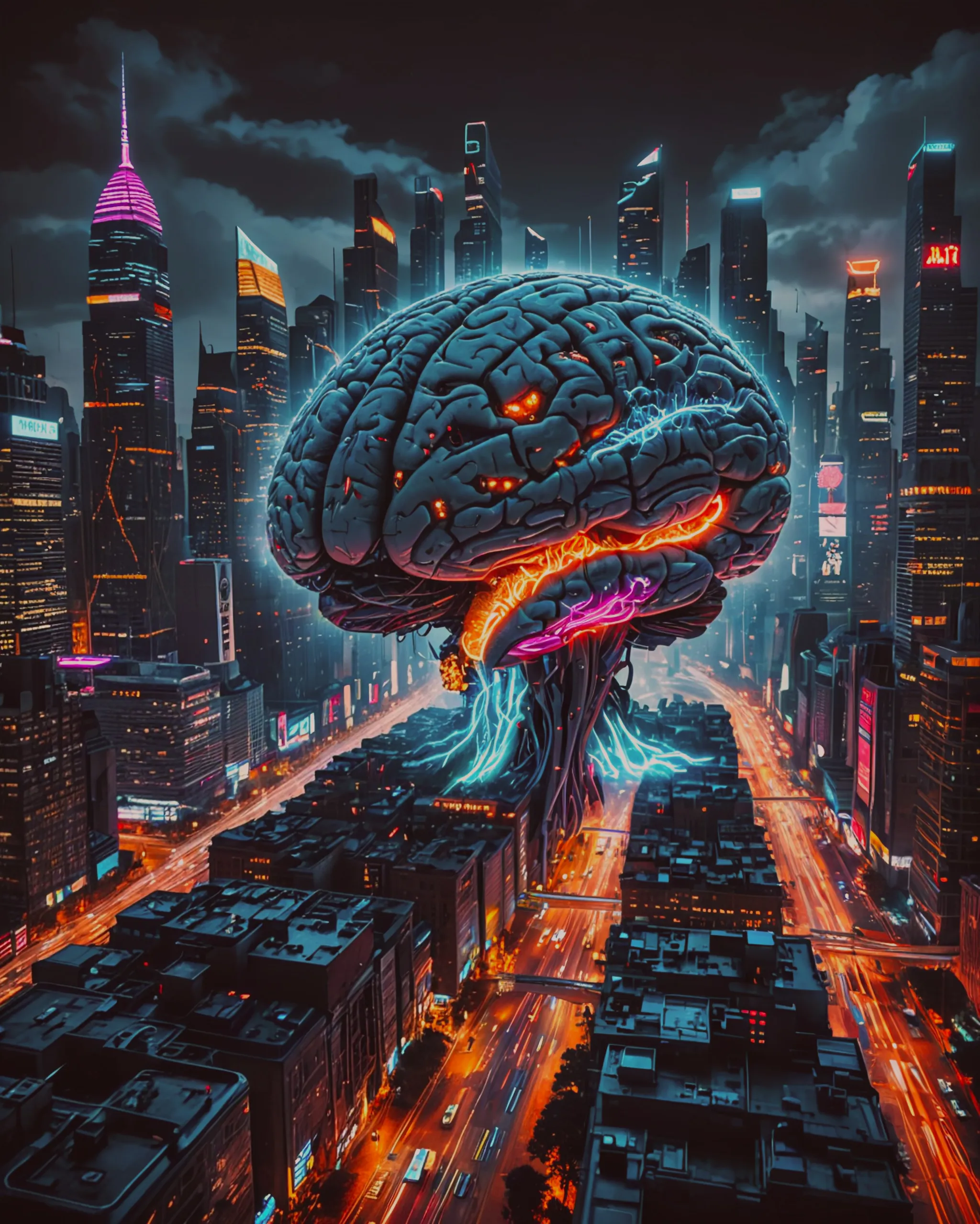 A city shaped like a brain. light - Free AI Photo Generator - starryai
