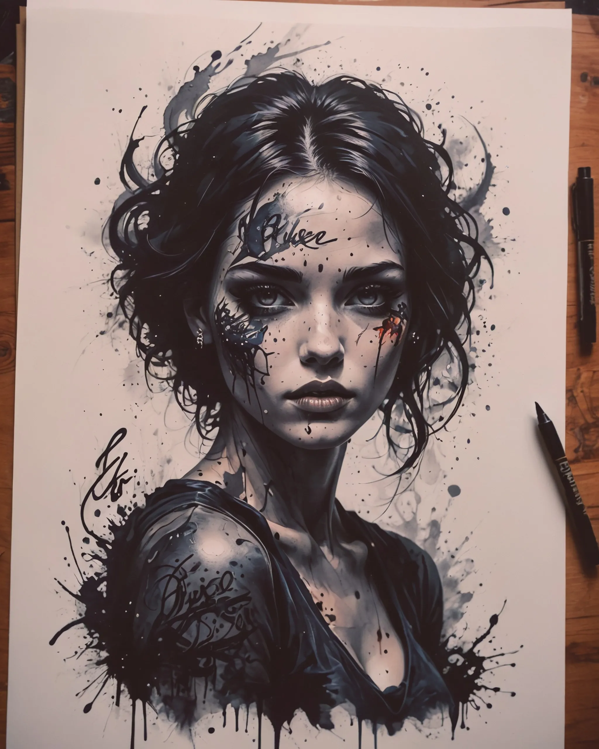Dark ink rises, model, dark, Ink, - Free AI Photo Generator - starryai
