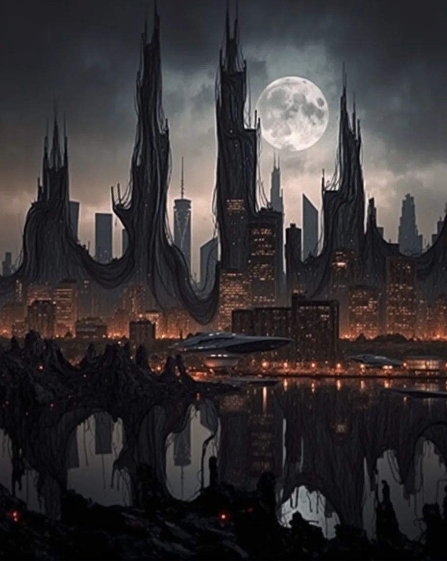a dark, dystopian futuristic city - Free AI Photo Generator - starryai