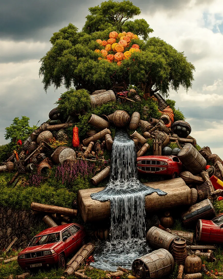 Rusty Roots A massive heap discarded machines - Free AI Photo Generator - starryai