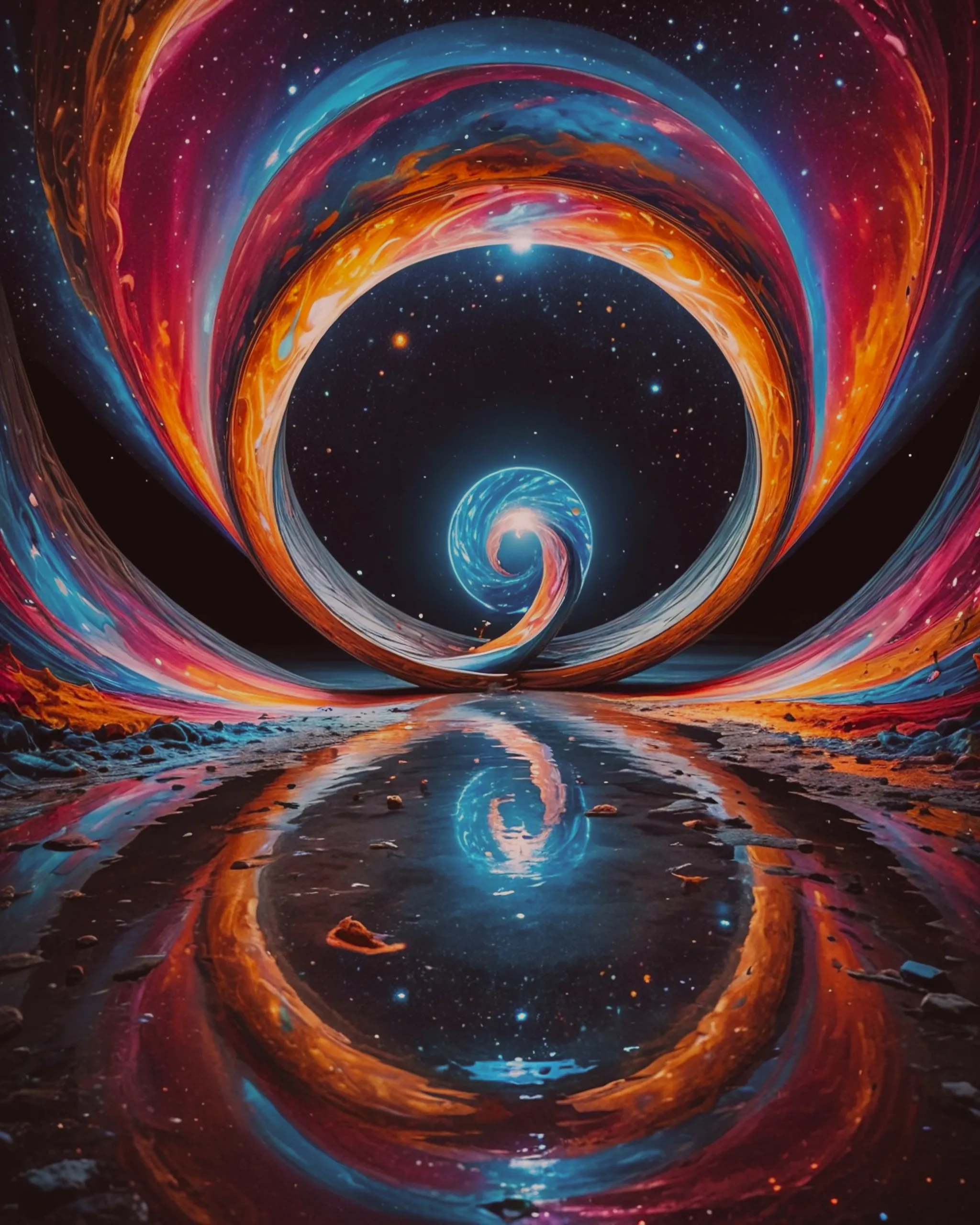 A shimmering, surreal gallery a - Free AI Photo Generator - starryai