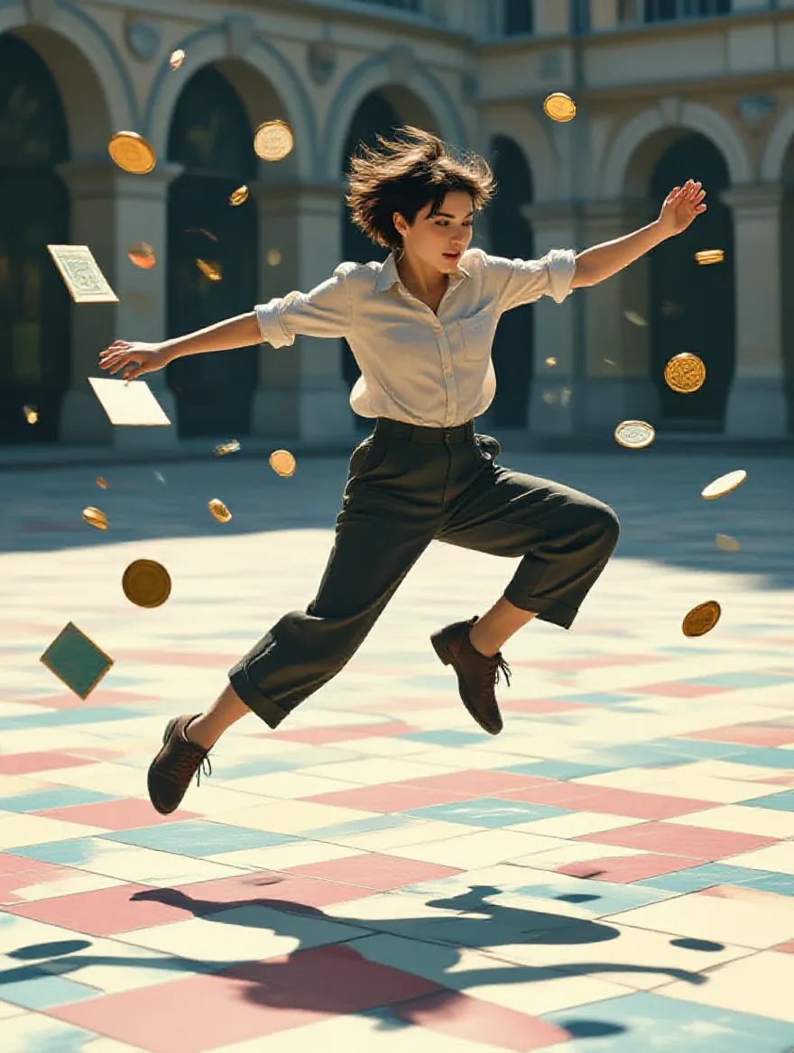 Locket Motion Dynamic mid-leap scene: slim jaw, - Free AI Photo Generator - starryai