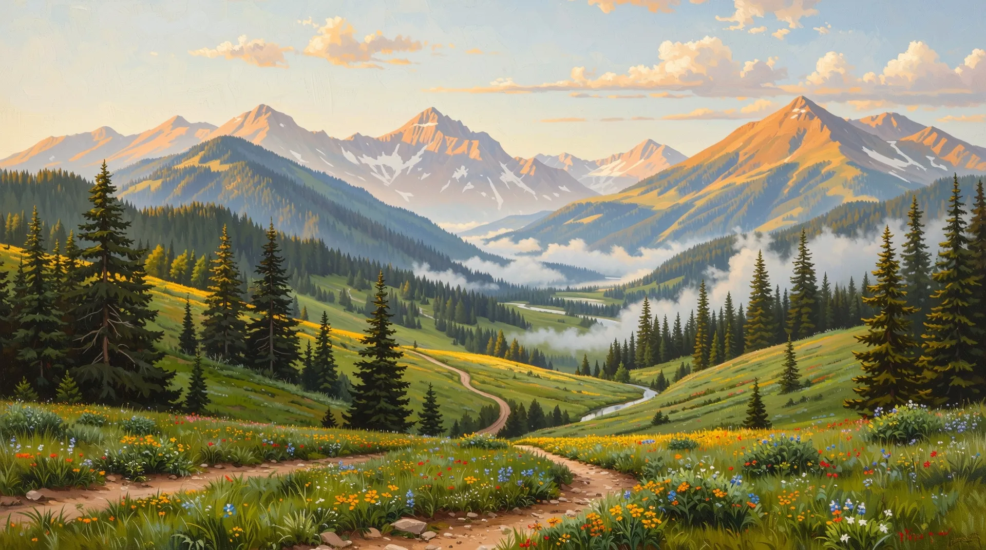 A majestic mountain landscape at - Free AI Photo Generator - starryai