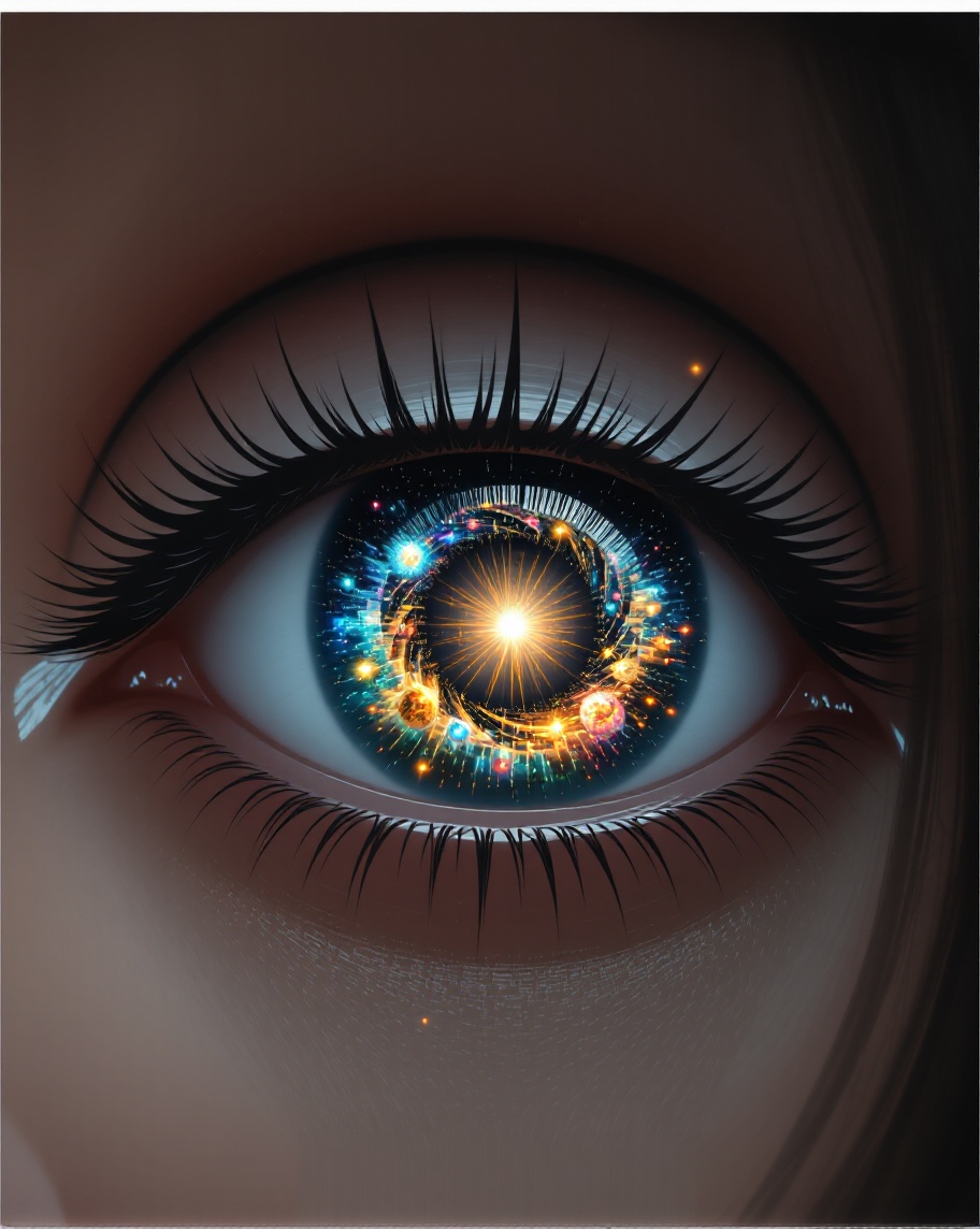 A pupil android's eye reflects - Free AI Photo Generator - starryai