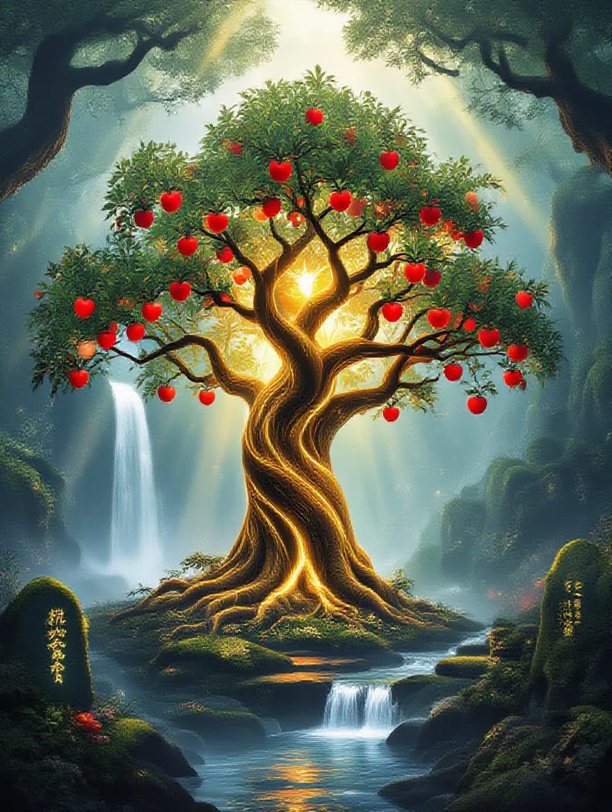 A majestic divine apple tree at - Free AI Photo Generator - starryai