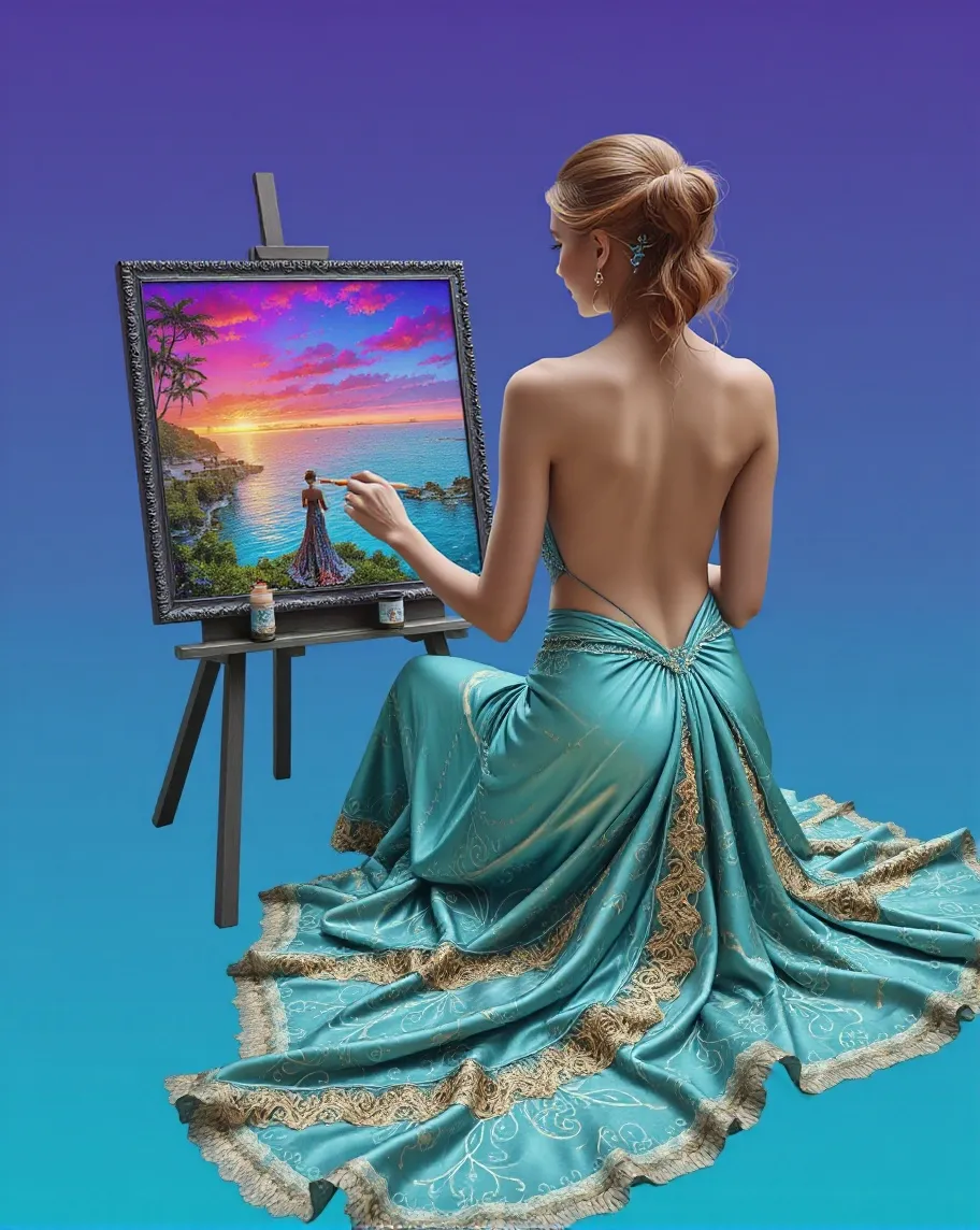 A lovely woman a long flowing - Free AI Photo Generator - starryai