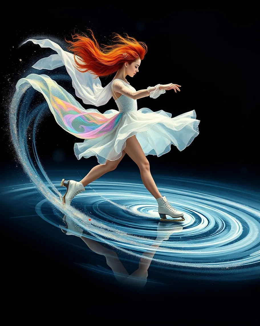 Paint a figure skater skating on - Free AI Photo Generator - starryai
