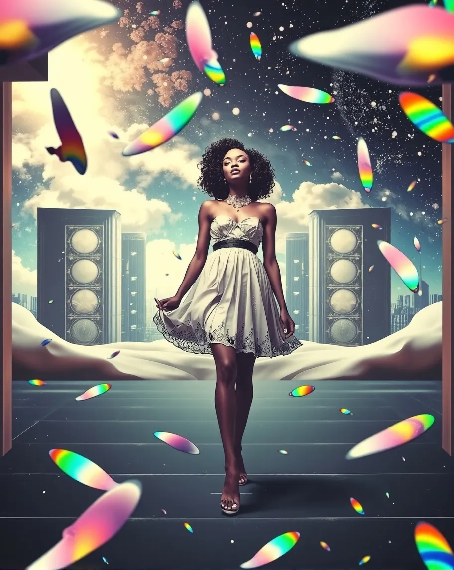 A woman as she emerges from a - Free AI Photo Generator - starryai