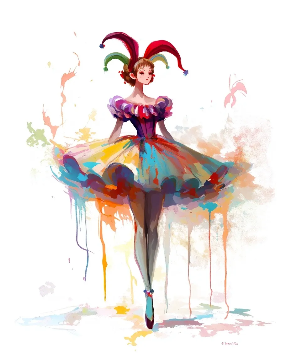 Jester Abstract Whimsical ballerina twirls, art - Free AI Photo Generator - starryai