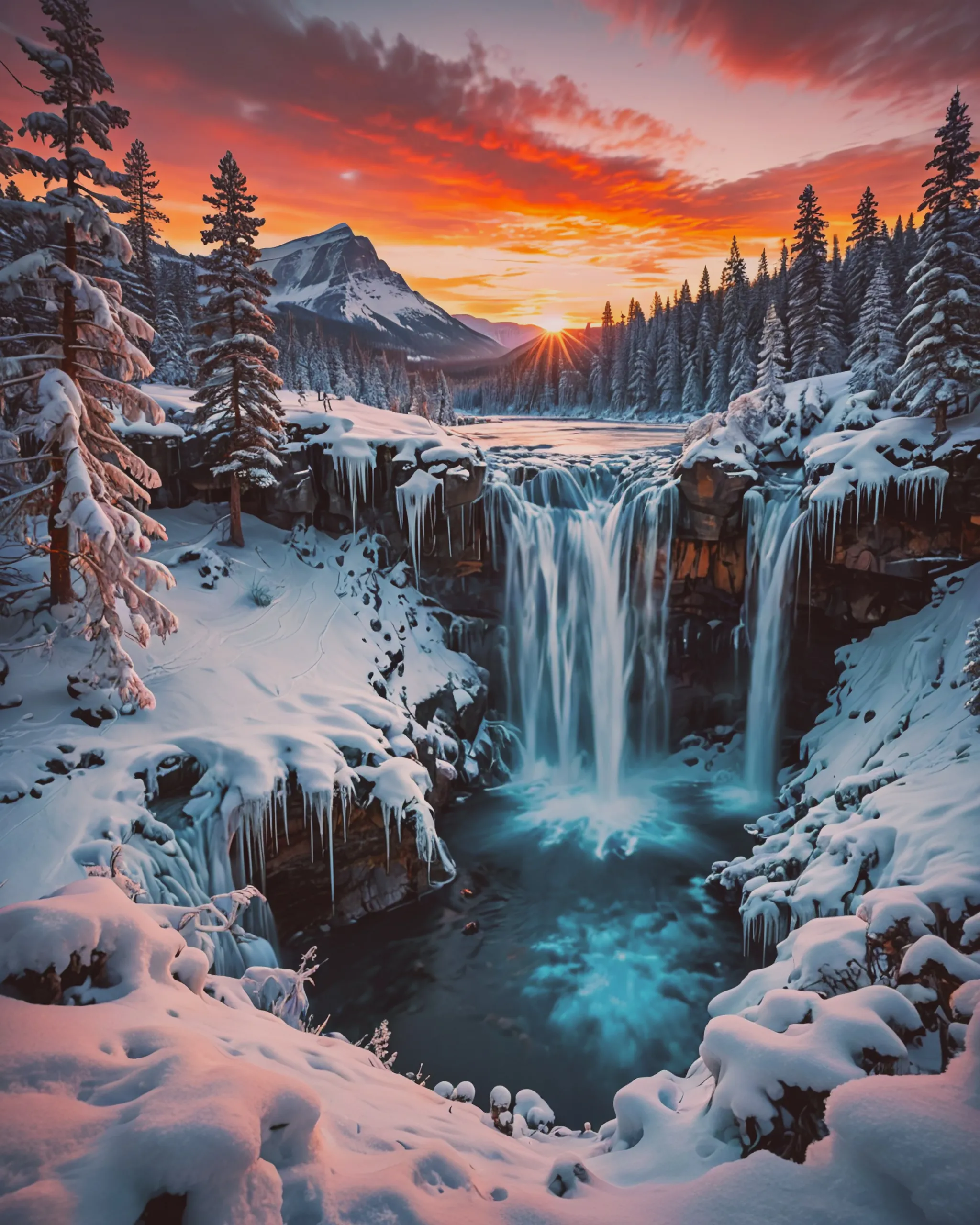 Winter landscape frozen lake sky - Free AI Photo Generator - starryai