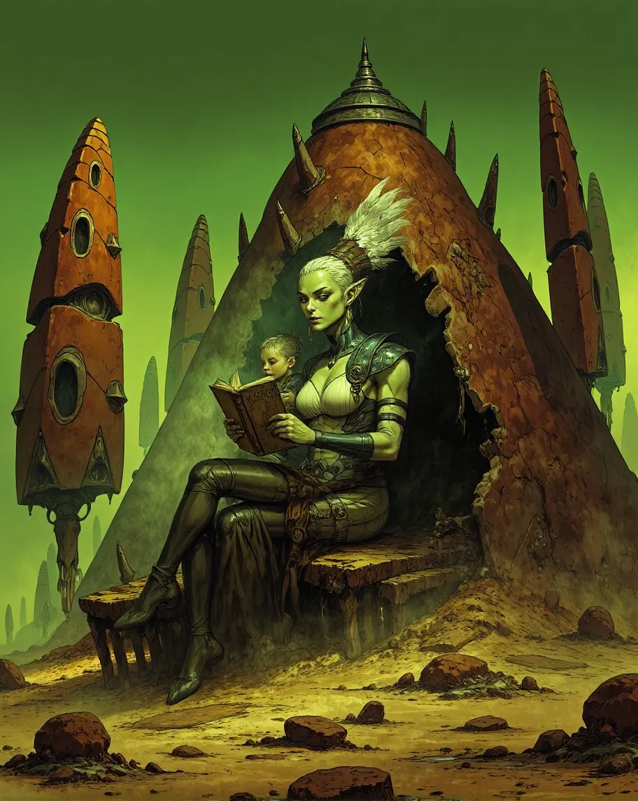 Alien humanoid space woman, & a - Free AI Photo Generator - starryai