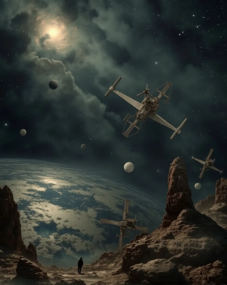 Space station orbiting unknown at - Free AI Photo Generator - starryai
