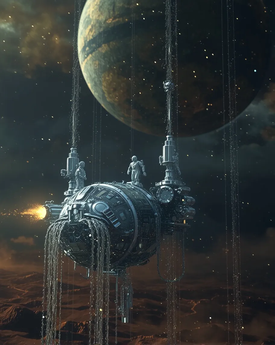 Space station orbiting unknown at - Free AI Photo Generator - starryai