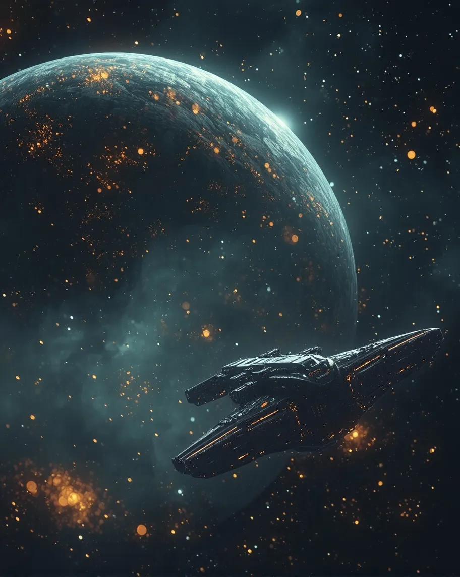 Space station orbiting unknown at - Free AI Photo Generator - starryai