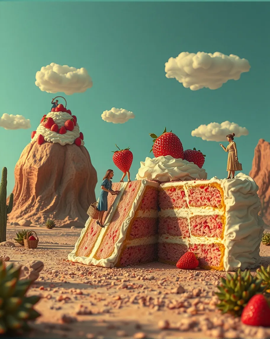 A giant slice strawberry cake a - Free AI Photo Generator - starryai