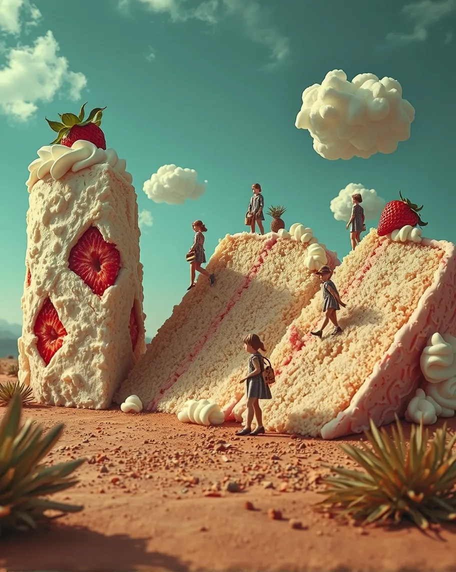 A giant slice strawberry cake a - Free AI Photo Generator - starryai