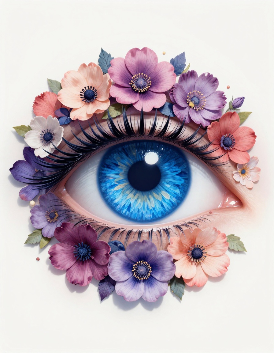 blue eye made flowers, Intricate, - Free AI Photo Generator - starryai