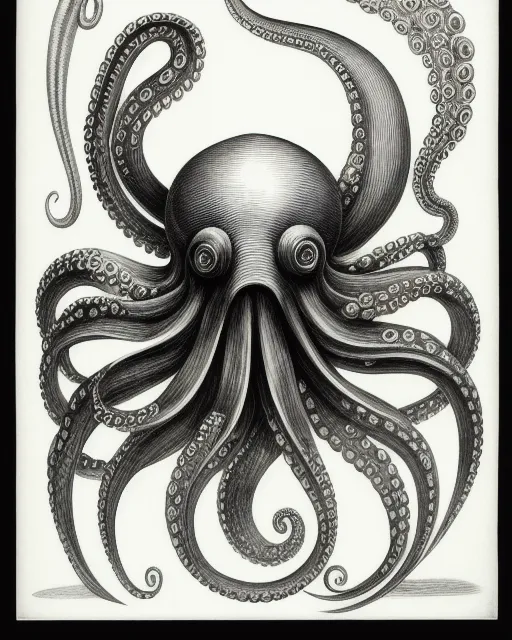 Octopus anatomy, h.r. giger, graphite - AI Photo Generator - starryai