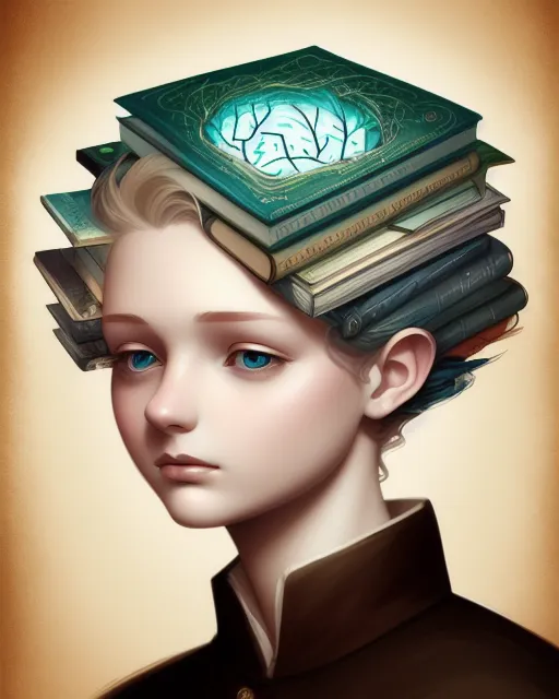 A brain made books, , digital digital - AI Photo Generator - starryai