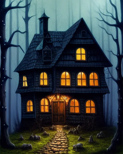 olpntng style, old german witch house deep in the - starryai