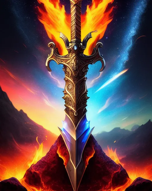 Sword made fire, extreme detail, - Free AI Photo Generator - starryai