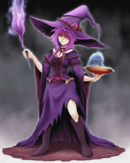 Witch standing stirring her couldron