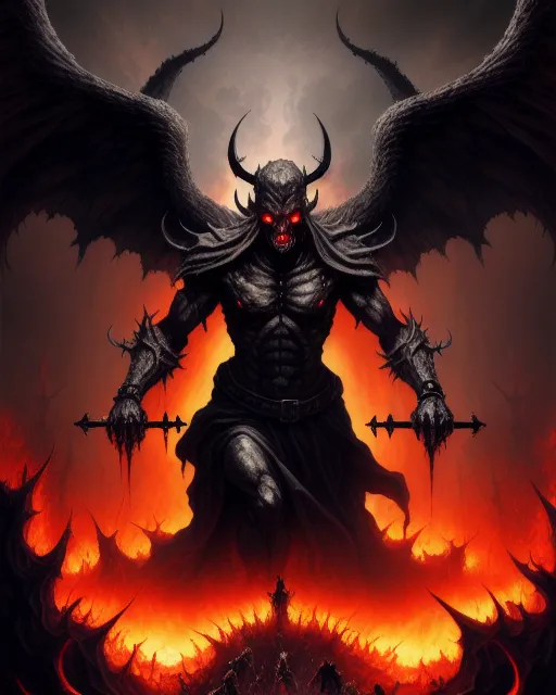 Satan rising up from Hell - AI Photo Generator - starryai